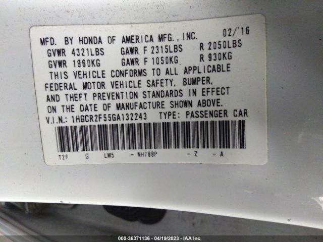 1HGCR2F55GA132243 Honda Accord Sport
