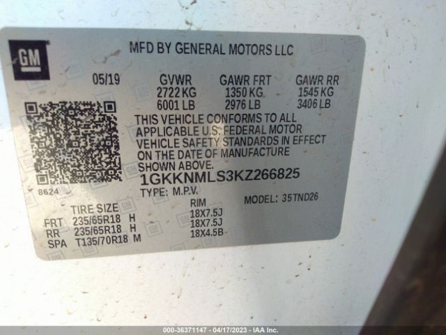 1GKKNMLS3KZ266825 GMC ACADIA SLT
