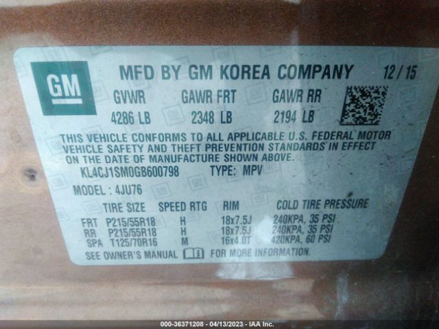 KL4CJ1SM0GB600798 Buick Encore