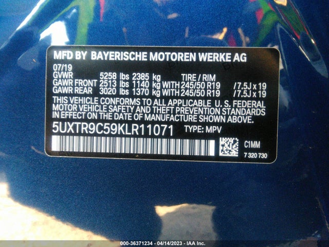 5UXTR9C59KLR11071 BMW X3 Xdrive30i