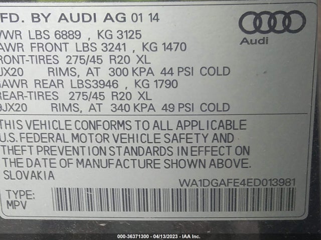 WA1DGAFE4ED013981 Audi Q7 3.0t S Line Prestige
