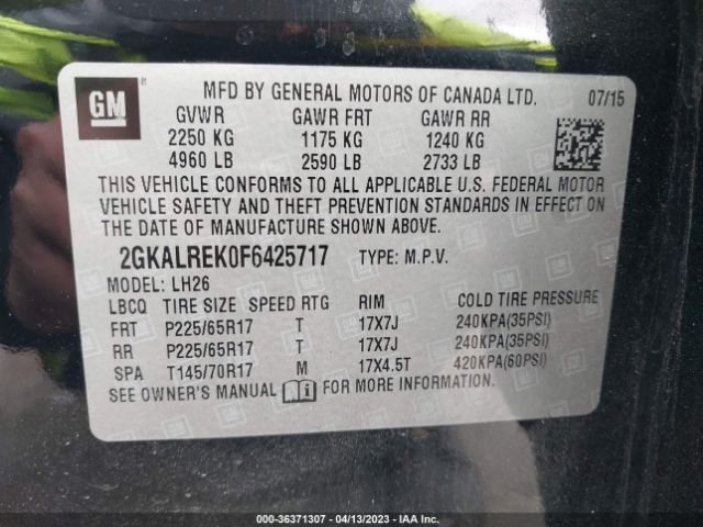2GKALREK0F6425717 GMC Terrain Sle