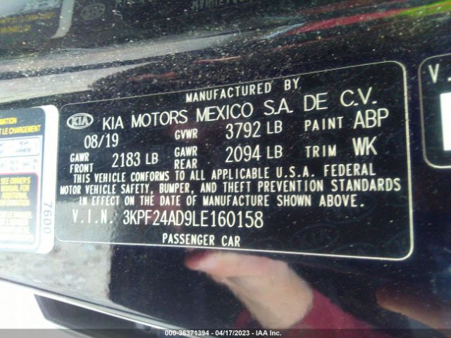 3KPF24AD9LE160158 KIA FORTE FE