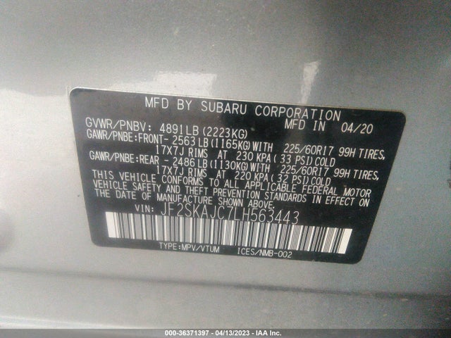 JF2SKAJC7LH563443 Subaru Forester Premium