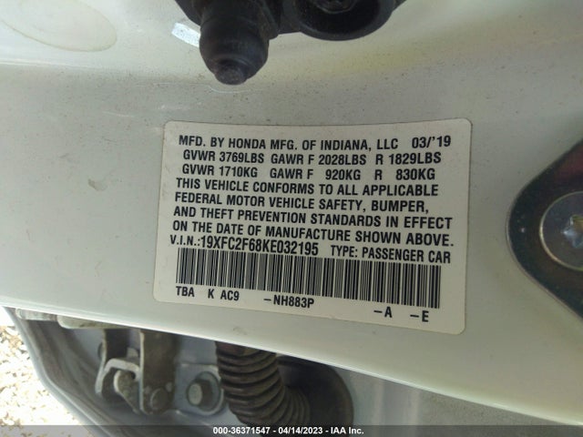 Honda Civic Sedan Lx 2019 19XFC2F68KE032195 Image 11