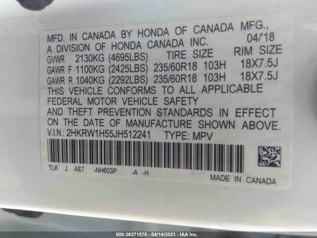 Honda CR-V EX 2018 2HKRW1H55JH512241 Image 11