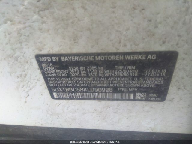 5UXTR9C58KLD90928 BMW X3 Xdrive30i