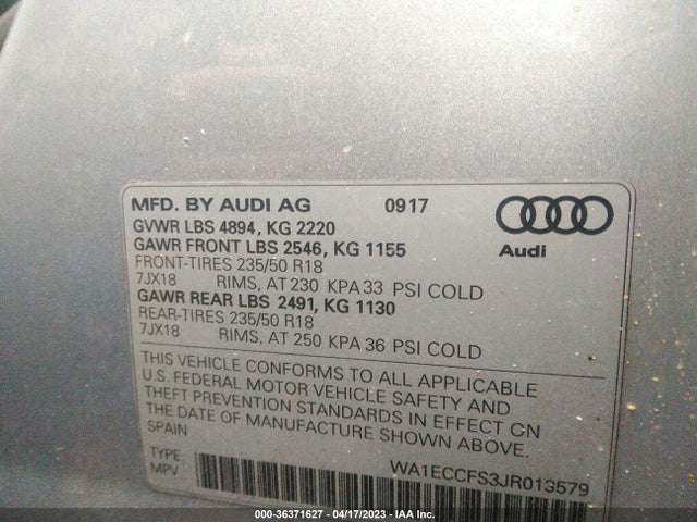 WA1ECCFS3JR013579 Audi Q3 Premium/sport Premium