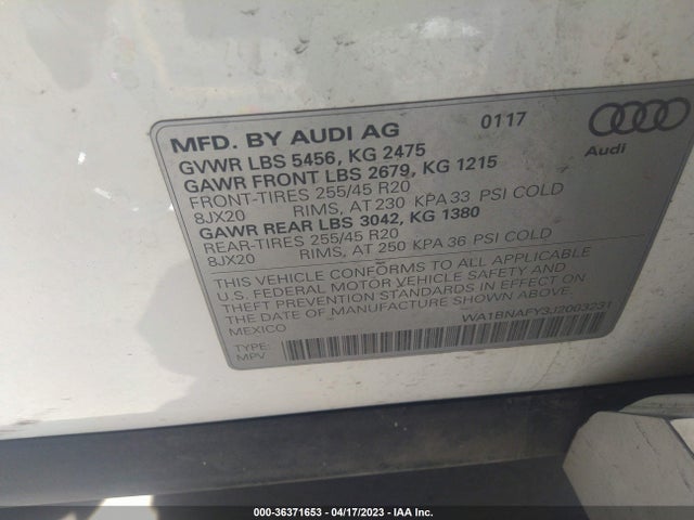 WA1BNAFY3J2003231 Audi Q5 Premium Plus
