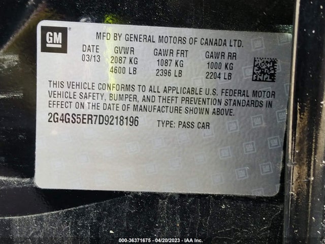 2013 BUICK REGAL PREMIUM 1 VIN: 2G4GS5ER7D9218196