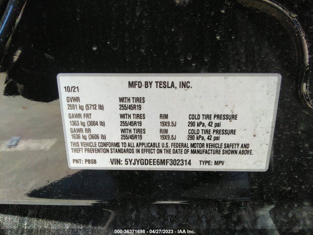 Tesla Model Y Long Range 2021 5YJYGDEE6MF302314 Image 11