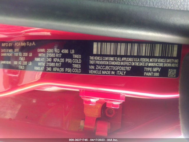 ZACCJBCT0GPD92767 Jeep Renegade Trailhawk