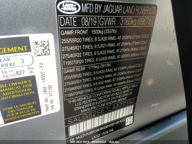 Land Rover Range Rover P525 Hse 2020 SALGS2SE7LA577192 Image 11