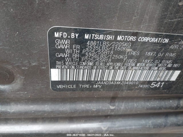 JA4AD3A3XKZ049010 Mitsubishi Outlander Se/sel/le