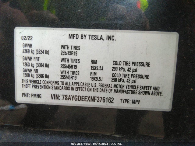 7SAYGDEEXNF376162 Tesla Model Y Long Range