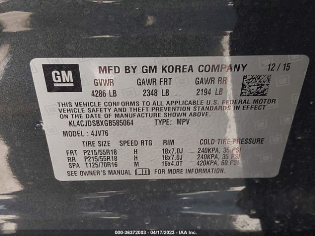 KL4CJDSBXGB585064 Buick Encore Premium