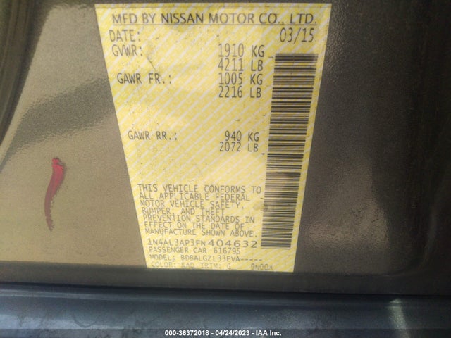 Nissan Altima 2.5 S 2015 1N4AL3AP3FN404632 Image 11