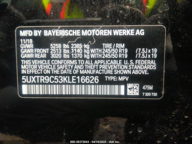 5UXTR9C53KLE16626 BMW X3 Xdrive30i