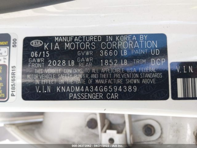 KNADM4A34G6594389 KIA RIO LX