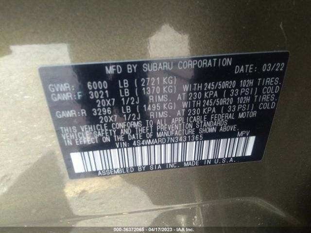 4S4WMARD7N3431365 Subaru Ascent Touring