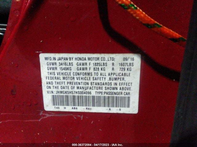 Honda FIT LX 2017 JHMGK5H57HS004096 Image 9