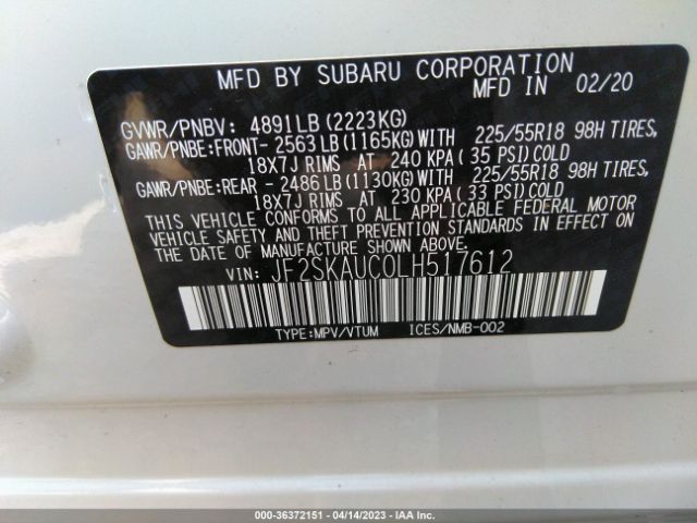 JF2SKAUC0LH517612 Subaru Forester Limited