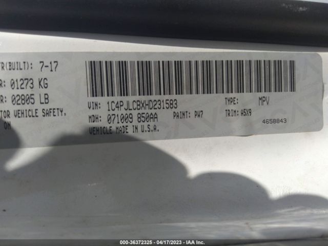 1C4PJLCBXHD231583 Jeep Cherokee Latitude