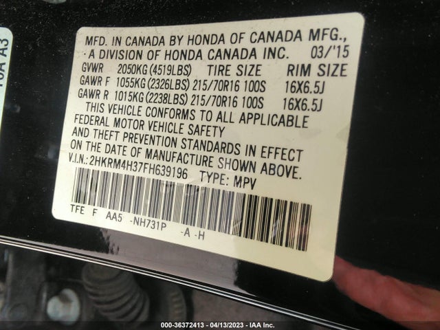 Honda CR-V LX 2015 2HKRM4H37FH639196 Image 9