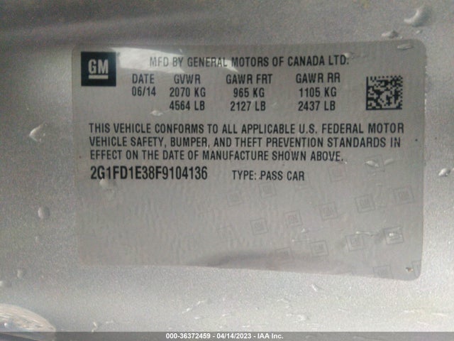 2015 Chevrolet Camaro, VIN: 2G1FD1E38F9104136