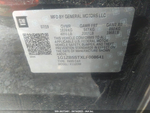 2020 CHEVROLET MALIBU LS VIN: 1G1ZB5STXLF008641