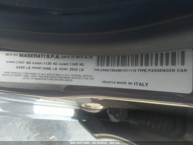 2019 Maserati Ghibli, VIN: ZAM57XSA9K1311113