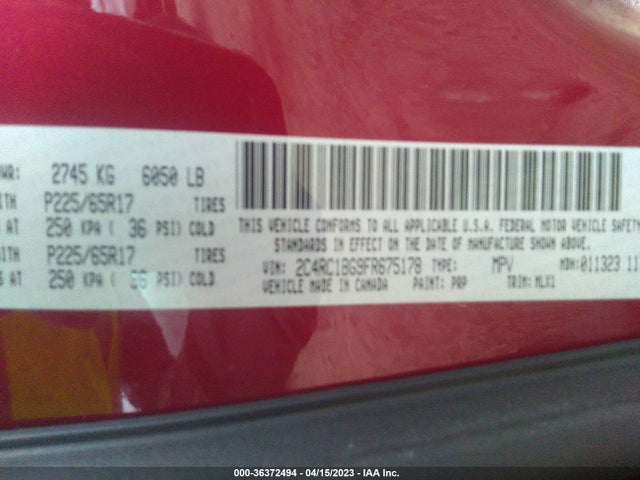 2C4RC1BG9FR675178 Chrysler Town & Country Touring