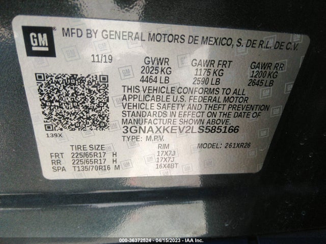 Chevrolet EQUINOX LT 2020 3GNAXKEV2LS585166 Image 9