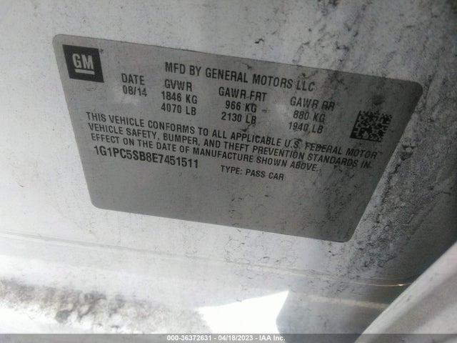 Chevrolet Cruze 1lt 2014 1G1PC5SB8E7451511 Image 10