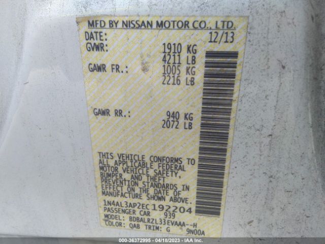 1N4AL3AP2EC192204 Nissan Altima 2.5 S