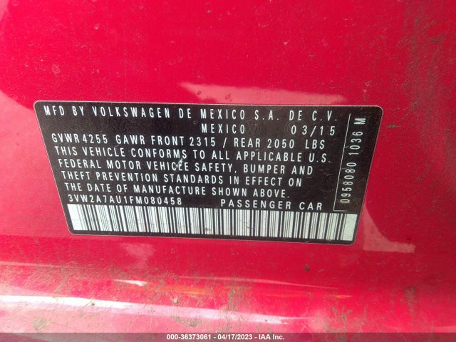 3VW2A7AU1FM080458 Volkswagen Golf Tdi S