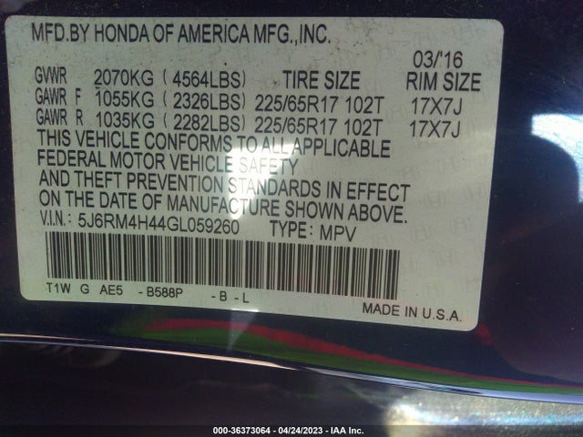 Honda CR-V SE 2016 5J6RM4H44GL059260 Image 9