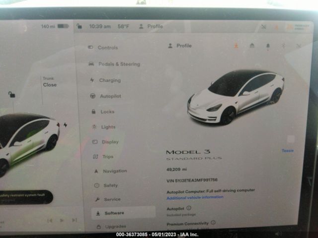 5YJ3E1EA3MF991756 Tesla Model 3 Standard Range Plus