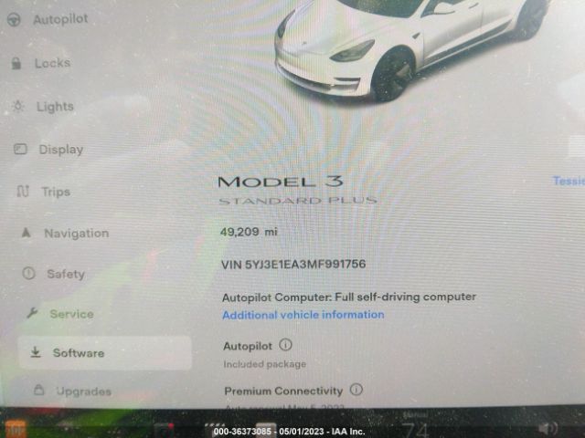 5YJ3E1EA3MF991756 Tesla Model 3 Standard Range Plus