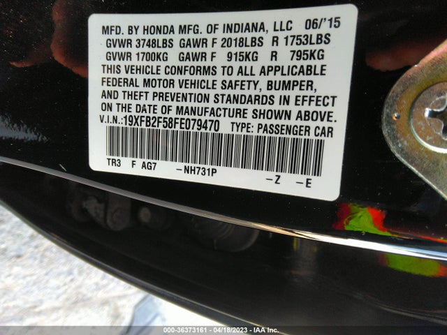 Honda Civic Sedan Lx 2015 19XFB2F58FE079470 Image 9