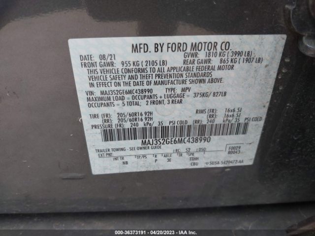 MAJ3S2GE6MC438990 Ford Ecosport Se