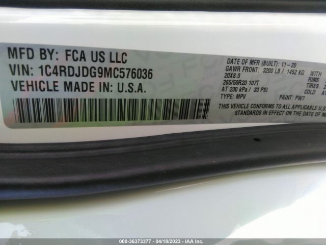 1C4RDJDG9MC576036 Dodge Durango Gt Plus