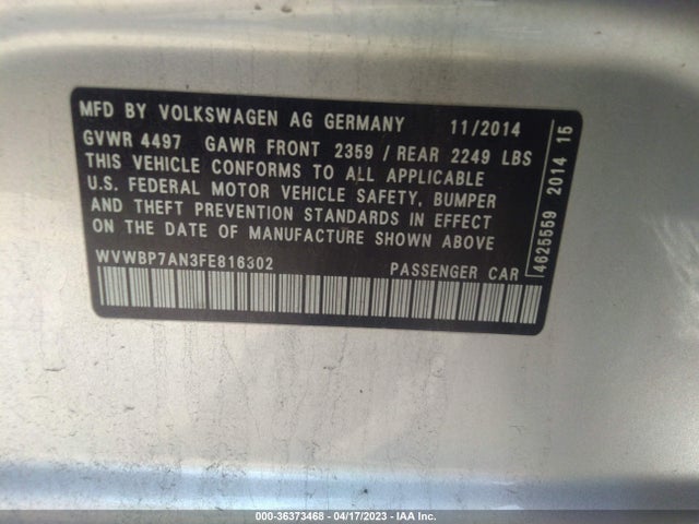WVWBP7AN3FE816302 Volkswagen CC SPORT