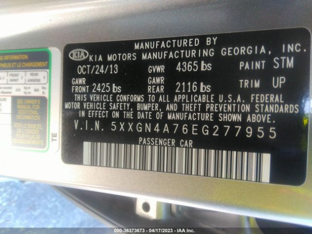 5XXGN4A76EG277955 KIA OPTIMA EX