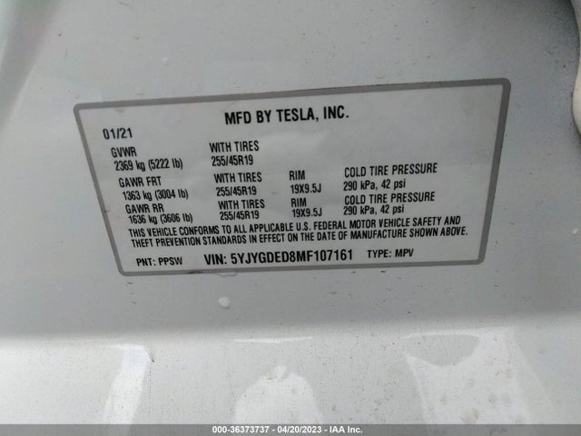 Tesla Model Y Standard Range 2021 5YJYGDED8MF107161 Image 11