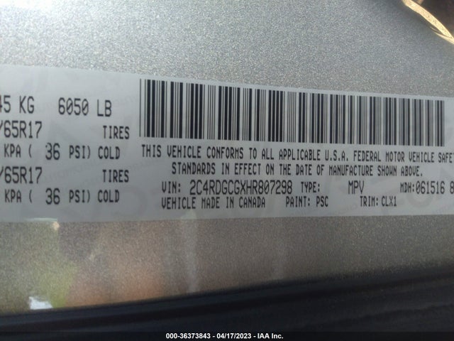 Dodge Grand Caravan Sxt 2017 2C4RDGCGXHR807298 Image 9