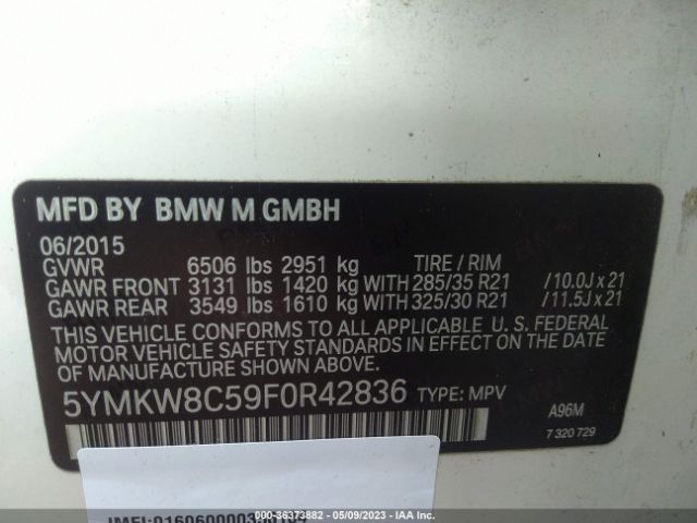 5YMKW8C59F0R42836 BMW X6 M