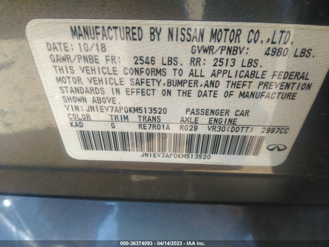 JN1EV7AP0KM513520 Infiniti Q50 3.0t Luxe