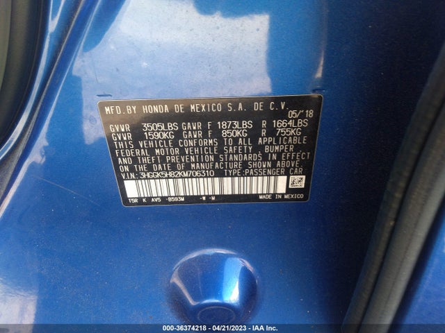 2019 HONDA FIT EX VIN: 3HGGK5H82KM706310