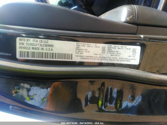 1C4SDJFT3LC369989 Dodge Durango Pursuit Awd